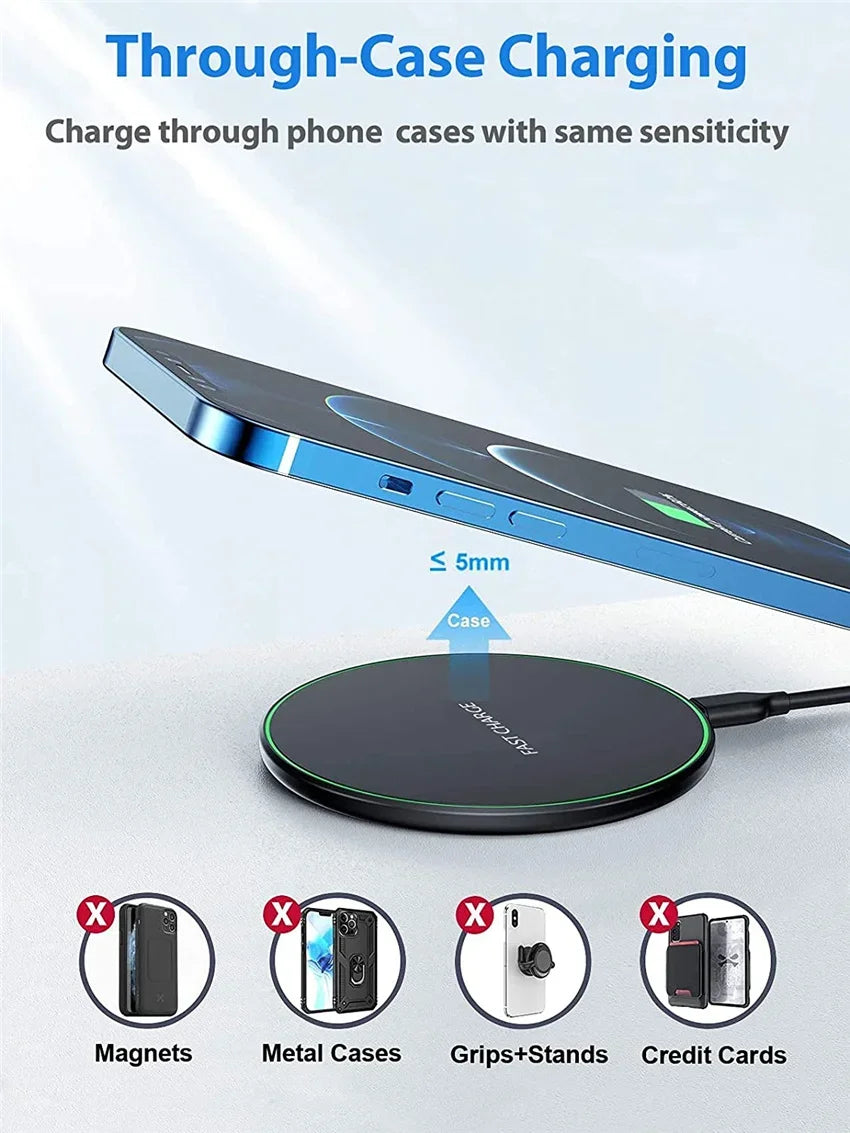 Fast Wireless Charging Pad for iPhone & Samsung Devices